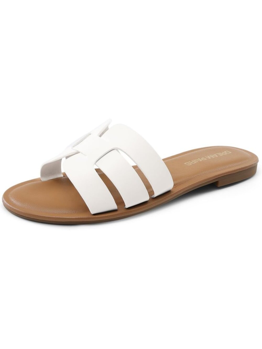 Women's Dressy Slide Sandals Slip-on White Slides Open Toe Summer Sandals